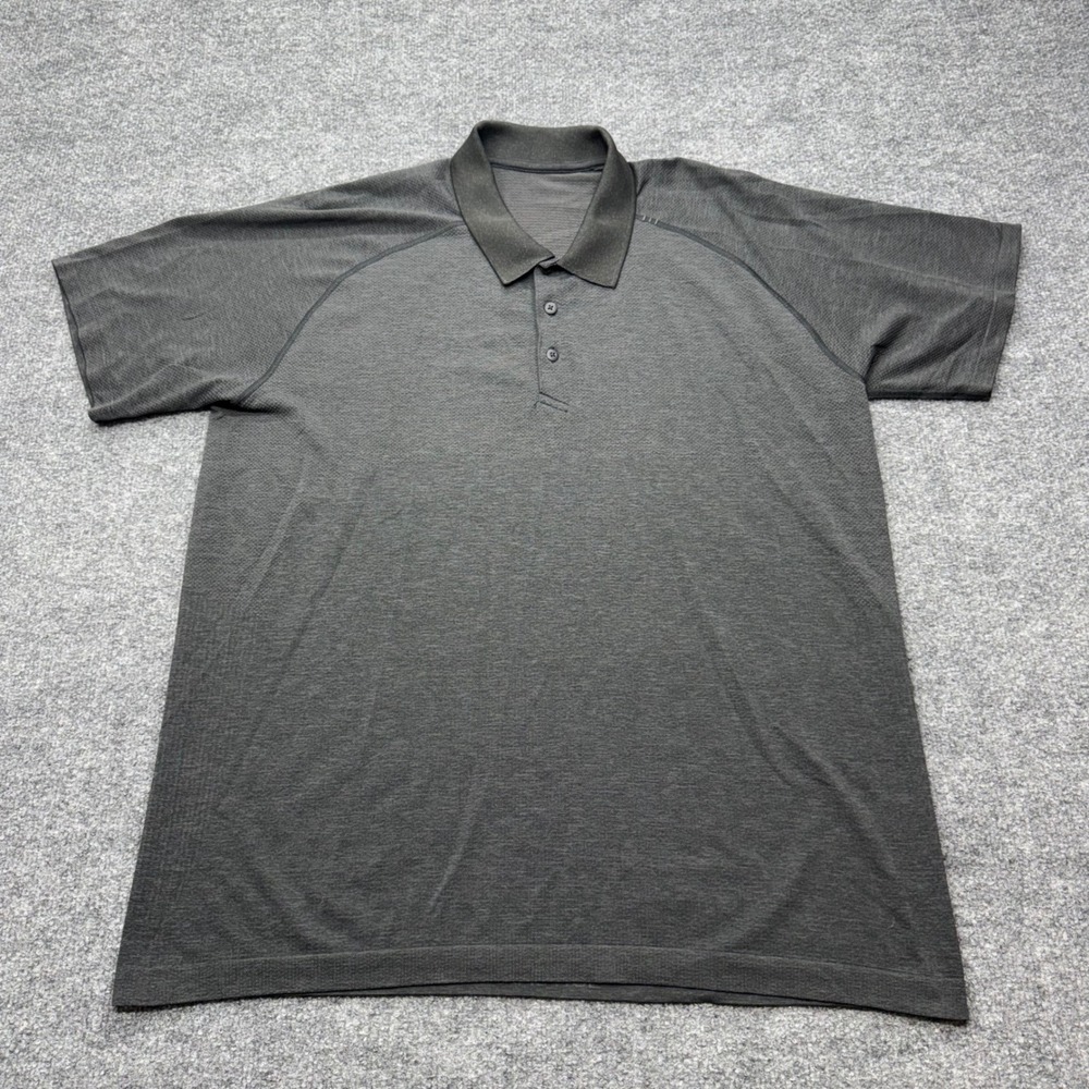 Lululemon Metal Vent Tech Polo Mens XXL Gray Heathered Seamless Short Sleeve